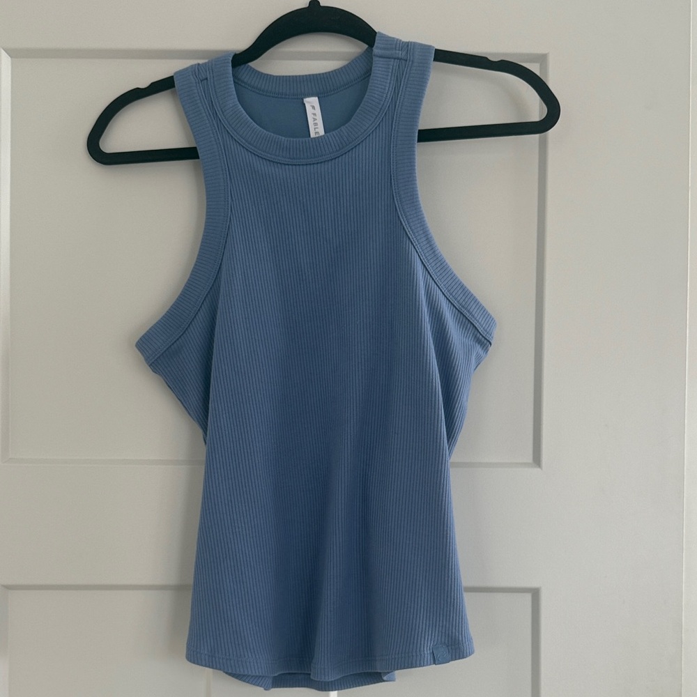 Fabletics Sky Blue Ribbed Tank Top